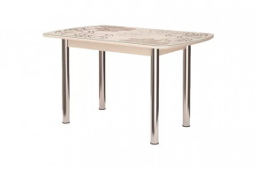 Стол Бостон-3 раздвижной, ваниль, фотопечать/хром брифинг в Тюмени - mebel-tymen.ru | фото