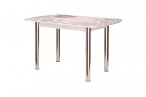 Стол Бостон-3 раздвижной, виолет, фотопечать/хром брифинг в Тюмени - mebel-tymen.ru | фото