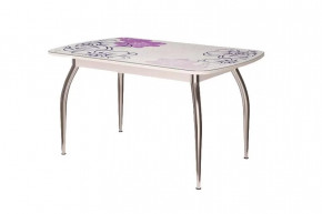Стол Бостон-3 раздвижной, виолет, фотопечать/хром триумф в Тюмени - mebel-tymen.ru | фото