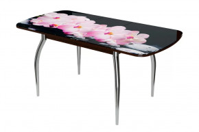 Стол Бостон-3 Розовая орхидея, раздвижной, фотопечать/венге/хром триумф в Тюмени - mebel-tymen.ru | фото