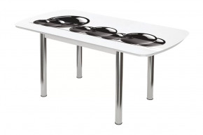 Стол Бостон-3 Шары, раздвижной, фотопечать/белый/хром брифинг в Тюмени - mebel-tymen.ru | фото