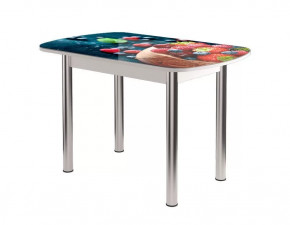 Стол Бостон ф/п Ягоды, 900*600 мм, белый/хром брифинг в Тюмени - mebel-tymen.ru | фото