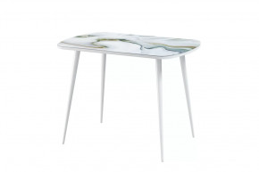 Стол Бостон Лайт, фотопечать Оникс лазурный/опоры белые в Тюмени - mebel-tymen.ru | фото