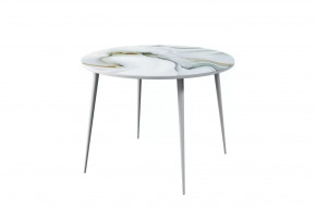 Стол Бостон Лайт круглый, фотопечать Оникс лазурный/опоры белые в Тюмени - mebel-tymen.ru | фото