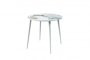 Стол Бостон Лайт круглый, фотопечать Оникс лазурный/опоры белые в Тюмени - mebel-tymen.ru | фото