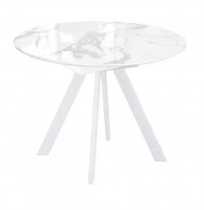 Стол DikLine SFC100 d1000 стекло Оптивайт Белый мрамор/подстолье белое в Тюмени - mebel-tymen.ru | фото