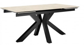 Стол DikLine SFE160 Керамика Krater Perla (бежевый матовый)/подстолье черное/опоры черные (2 уп.) в Тюмени - mebel-tymen.ru | фото