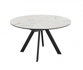 Стол DikLine SKC120 d1200 Керамика глянец Ostra Bianco (мрамор глянец белый)/подстолье черное/опоры черные в Тюмени - mebel-tymen.ru | фото