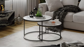 Стол журнальный «Вега» Черный, Стекло белый мрамор в Тюмени - mebel-tymen.ru | фото