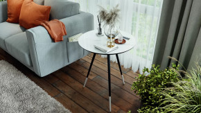 Стол журнальный «Vira» Черный муар, Белый мрамор в Тюмени - mebel-tymen.ru | фото