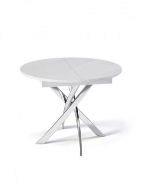 Стол Kenner R1100 хром/стекло белое глянец в Тюмени - mebel-tymen.ru | фото