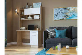 Стол компьютерный "ПКС- 2" (ш1118*г570*в1882мм), ЛДСП дуб сонома/белый глянец (Памир) 3УП в Тюмени - mebel-tymen.ru | фото