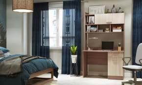 Стол компьютерный "ПКС- 2" (ш1118*г570*в1882мм), ЛДСП ясень шимо темн/ясень шимо светл (Памир) 3УП в Тюмени - mebel-tymen.ru | фото