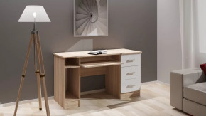 Стол компьютерный "ПКС- 4" (ш1384*г570*в756мм), ЛДСП дуб сонома/белый глянец в Тюмени - mebel-tymen.ru | фото