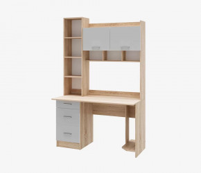 Стол компьютерный "ПКС- 5" (ш1250*г600*в1968мм), ЛДСП дуб сонома/белый глянец (Памир) 2УП в Тюмени - mebel-tymen.ru | фото