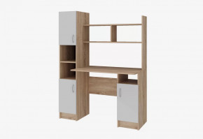 Стол компьютерный "ПКС- 6" (ш1230*г570*в1600мм), ЛДСП дуб сонома/белый глянец (Памир) в Тюмени - mebel-tymen.ru | фото