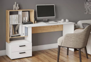 Стол компьютерный СКМ-5 (ш1648*г600*в1105мм), ЛДСП Дуб крафт золотой/ЛДСП Белый в Тюмени - mebel-tymen.ru | фото