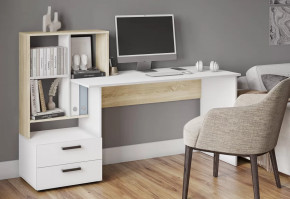 Стол компьютерный СКМ-5 (ш1648*г600*в1105мм), ЛДСП Дуб сонома/ЛДСП Белый в Тюмени - mebel-tymen.ru | фото