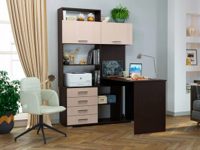 Стол компьютерный угловой "ПКС-11" ПРАВЫЙ (ш1384*г570*в1870мм), ЛДСП венге/дуб белфорт 2уп в Тюмени - mebel-tymen.ru | фото