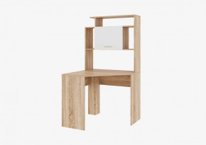 Стол компьютерный угловой "ПКС- 8" УНИ (ш890*г600*в1852мм), ЛДСП дуб сонома/белый глянец (Памир) в Тюмени - mebel-tymen.ru | фото