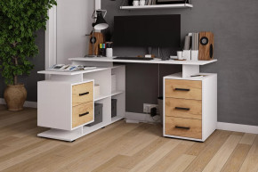 Стол компьютерный угловой СКМУ-3 (ш1500*г1100*в750мм), ЛДСП Белый/ ЛДСП Дуб крафт золотой в Тюмени - mebel-tymen.ru | фото