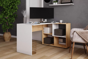 Стол компьютерный угловой СКМУ-4 (ш1360*г966*в750мм), ЛДСП Белый/ЛДСП Дуб крафт золотой в Тюмени - mebel-tymen.ru | фото