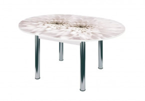 Стол круглый Бостон раздвижной, фотопечать Флоренс/белый/хром брифинг в Тюмени - mebel-tymen.ru | фото