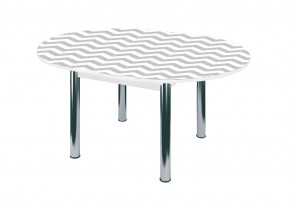 Стол круглый Бостон раздвижной, фотопечать Геометрия/белый/хром брифинг в Тюмени - mebel-tymen.ru | фото