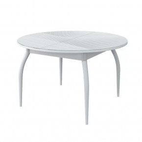 Стол круглый Бостон раздвижной, фотопечать Жемчуг/белый/белые опоры брифинг в Тюмени - mebel-tymen.ru | фото