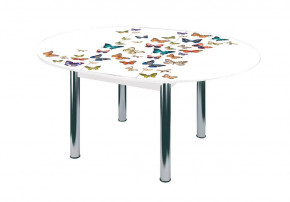 Стол круглый Бостон раздвижной, фотопечать Махаон/белый/хром брифинг в Тюмени - mebel-tymen.ru | фото