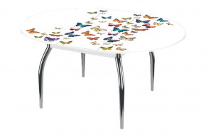 Стол круглый Бостон раздвижной, фотопечать Махаон/белый/хром триумф в Тюмени - mebel-tymen.ru | фото