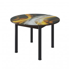 Стол круглый Бостон раздвижной, фотопечать Охра/венге/черные опоры брифинг в Тюмени - mebel-tymen.ru | фото