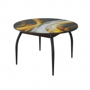 Стол круглый Бостон раздвижной, фотопечать Охра/венге/черные опоры триумф в Тюмени - mebel-tymen.ru | фото