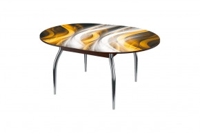 Стол круглый Бостон раздвижной, фотопечать Охра/венге/хром триумф в Тюмени - mebel-tymen.ru | фото