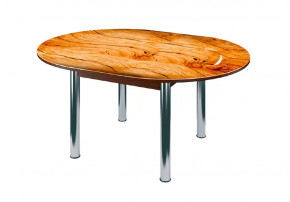 Стол круглый Бостон раздвижной, фотопечать Сандал/венге/хром брифинг в Тюмени - mebel-tymen.ru | фото