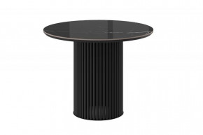 Стол нераздвижной ASKAR ROUND-116 (d-116мм), Керамика MARQUINA BLACK GLOSS PREMIUM CER, мет Черный в Тюмени - mebel-tymen.ru | фото