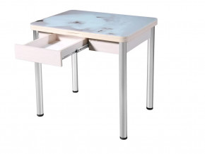 Стол Ника с ящиком хром Белая Орхидея в Тюмени - mebel-tymen.ru | фото