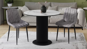 Стол обеденный «Айрис» Тип 1 Черный муар, Стекло глянцевое белый мрамор в Тюмени - mebel-tymen.ru | фото