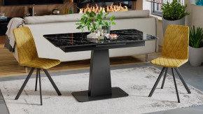 Стол обеденный «Бридж» Черный муар, Стекло глянцевое черный мрамор в Тюмени - mebel-tymen.ru | фото