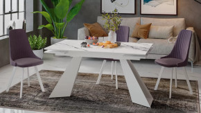 Стол обеденный «Гермес» Белый муар, Стекло глянцевое белый мрамор в Тюмени - mebel-tymen.ru | фото