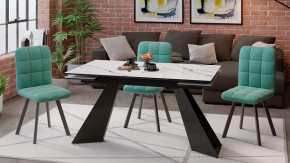 Стол обеденный «Гермес» Черный муар, Стекло глянцевое белый мрамор в Тюмени - mebel-tymen.ru | фото