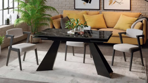 Стол обеденный «Гермес» Черный муар, Стекло глянцевое черный мрамор в Тюмени - mebel-tymen.ru | фото