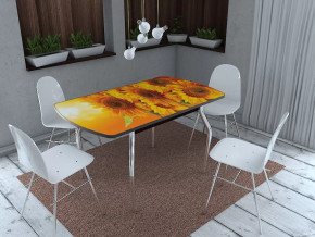 Стол обеденный Грация раздвижной фотопечать Подсолнухи в Тюмени - mebel-tymen.ru | фото