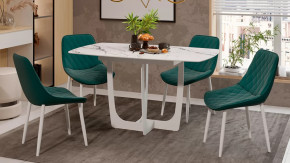 Стол обеденный «Орфей» Белый муар, Стекло глянцевое белый мрамор в Тюмени - mebel-tymen.ru | фото