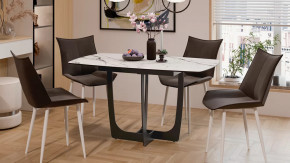 Стол обеденный «Орфей» Черный муар, Стекло глянцевое белый мрамор в Тюмени - mebel-tymen.ru | фото