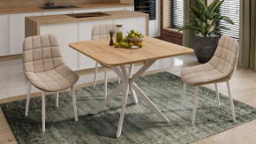 Стол обеденный раздвижной «Лиссабон» Тип 1 Белый муар, Дуб Крафт золотой в Тюмени - mebel-tymen.ru | фото