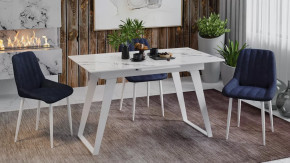 Стол обеденный «Техно» Белый муар, Стекло глянцевое белый мрамор в Тюмени - mebel-tymen.ru | фото