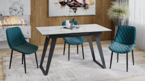 Стол обеденный «Техно» Черный муар, Стекло глянцевое белый мрамор в Тюмени - mebel-tymen.ru | фото