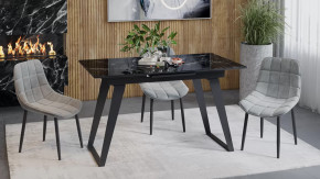 Стол обеденный «Техно» Черный муар, Стекло глянцевое черный мрамор в Тюмени - mebel-tymen.ru | фото