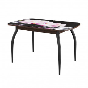 Стол овальный Бостон-2, фотопечать Розовая орхидея/венге/черные опоры триумф в Тюмени - mebel-tymen.ru | фото